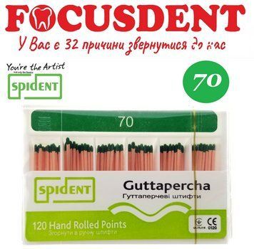 АКЦІЯ!!! Гутаперчеві штифти конус.02 Spident (Guttapercha) 120 шт.,№ 70 (2023.05) 2492648771 фото