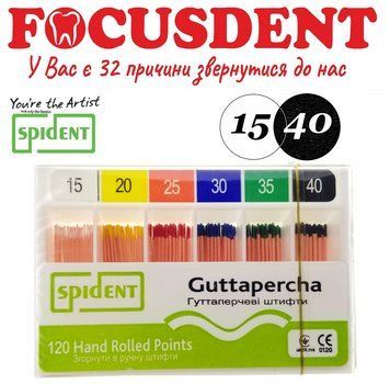 Гутаперчеві штифти конус.02 Spident (Guttapercha) 120 шт., в асортименті від 10 до 80 2519515316 фото