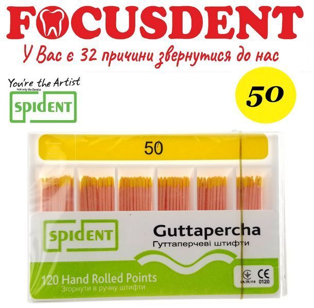 Гутаперчевые штифты конус.02 Spident (Guttapercha) 120 шт., в асортименте от 10 до 80 2519515316 фото