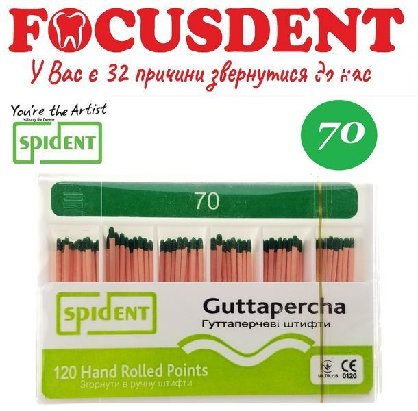 Гутаперчеві штифти конус.02 Spident (Guttapercha) 120 шт., в асортименті від 10 до 80 1368527795 фото
