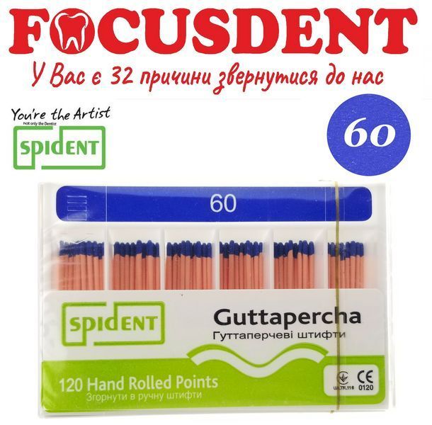 Гутаперчеві штифти конус.02 Spident (Guttapercha) 120 шт., в асортименті від 10 до 80 1368527795 фото