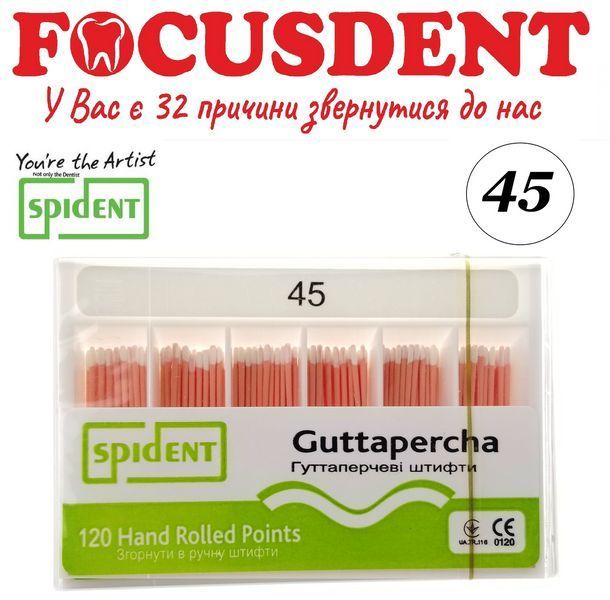 Гутаперчеві штифти конус.02 Spident (Guttapercha) 120 шт., в асортименті від 10 до 80 1368527795 фото