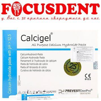 Calcigel - універсальна паста з гідроксиду кальцію і сульфатом барію шприц 2г + 5насадок 2772451157 фото