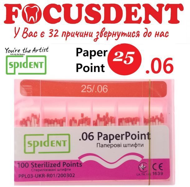 Паперові штифти Spident (Paperpoints), 100шт. конус.06 від 15 до 40 1369194111 фото