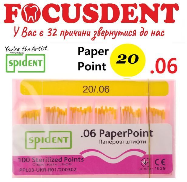 Паперові штифти Spident (Paperpoints), 100шт. конус.06 від 15 до 40 1369194111 фото