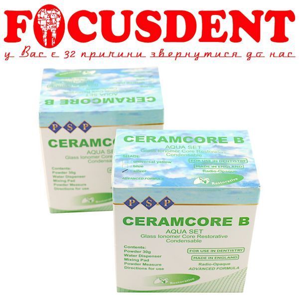 Ceramcore B silver (PSP Dental) 30г. cклоіономер універсальний&nbsp;зі сріблом 2572460290 фото