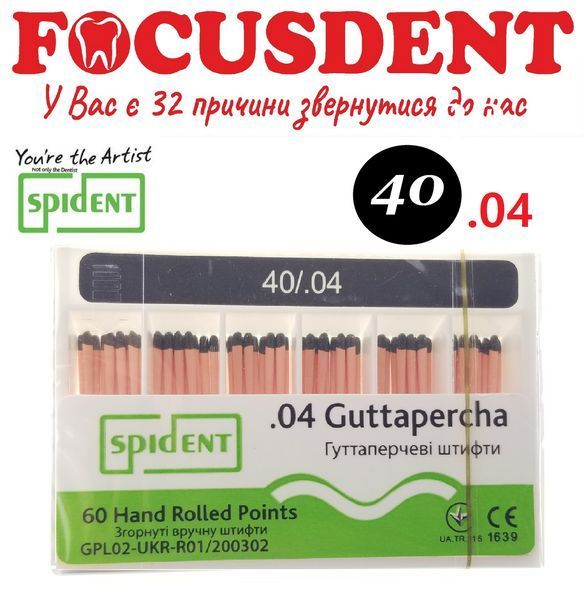 Гутаперчеві штифти конус.04 Spident (Guttapercha) 60 шт. в асортименті від 15 до 45 1369161573 фото