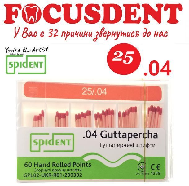 Гутаперчеві штифти конус.04 Spident (Guttapercha) 60 шт. в асортименті від 15 до 45 1369161573 фото