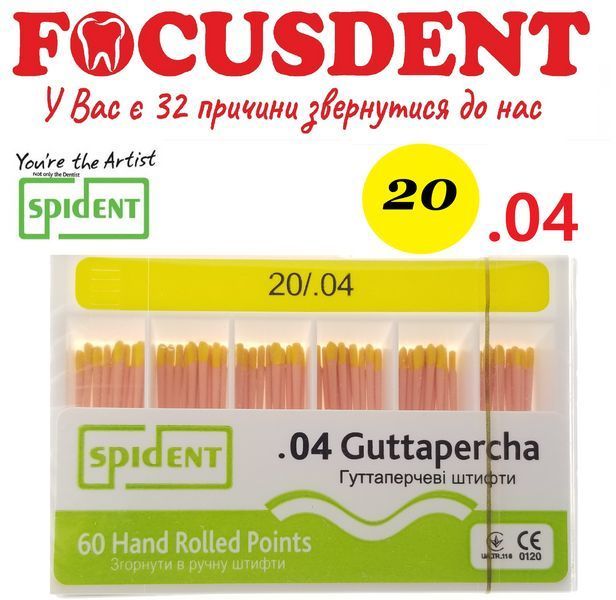 Гутаперчеві штифти конус.04 Spident (Guttapercha) 60 шт. в асортименті від 15 до 45 1369161573 фото