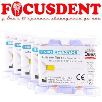 Насадки до Ендоактиватора, малі (S), 0.15/.02, жовті, 25 шт. (5 насадок) EndoActivator Tips 15/.02 - Small (A091302201500) 2572932462 фото
