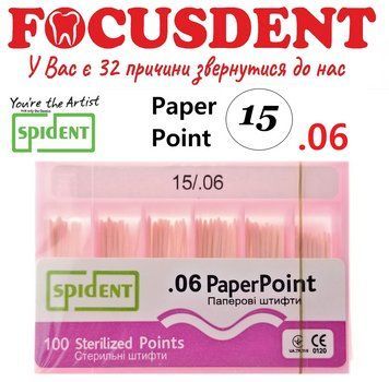 АКЦІЯ!!! Паперові штифти Spident (Paperpoints), 100шт. конус.06 від 15 (2023-05) 2523698500 фото