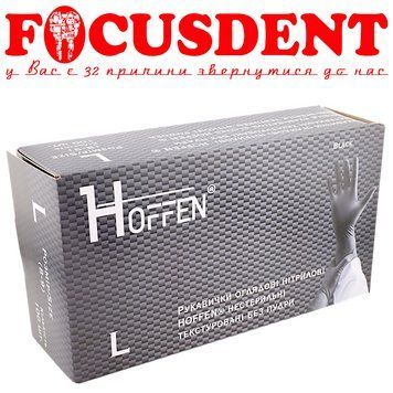 Рукавички нітрилові HOFFEN неопудрені медичні 100шт. чорні розмір L 2703193378 фото
